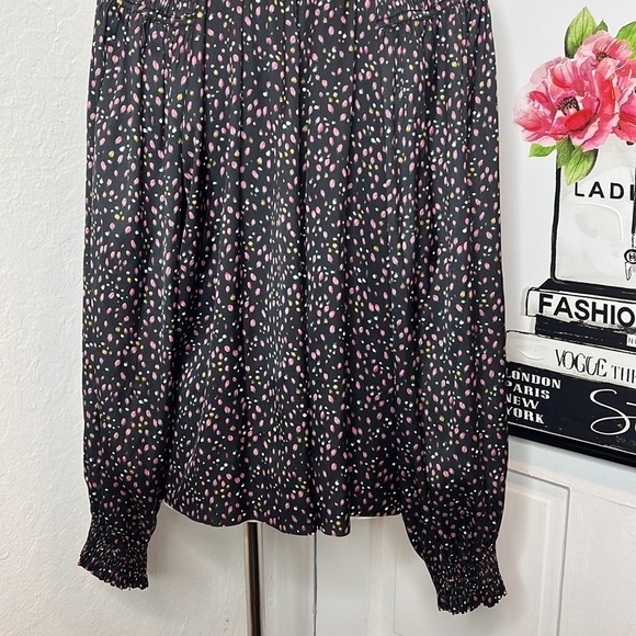 Ulla Johnson Black Rose Print Tunic Blouse Size 4 - Picture 5 of 8